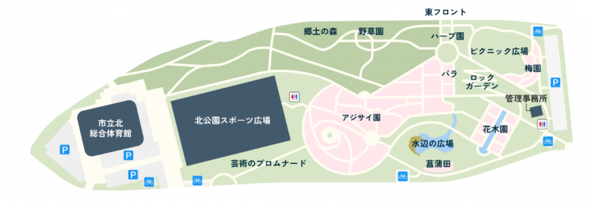 相模原北公園の簡易マップ