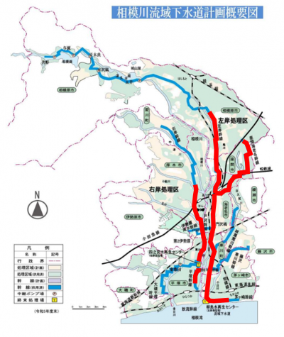 相模川流域下水道の概要と緊急点検の実施箇所