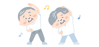 高齢者がラジオ体操をしている様子