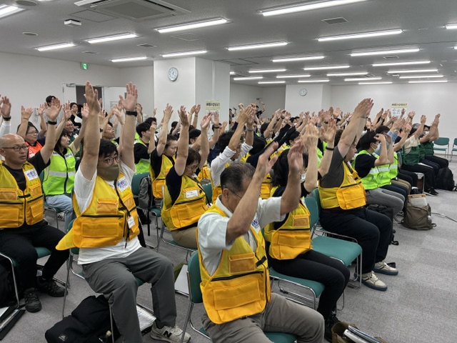 近隣都県合同訓練でのラジオ体操