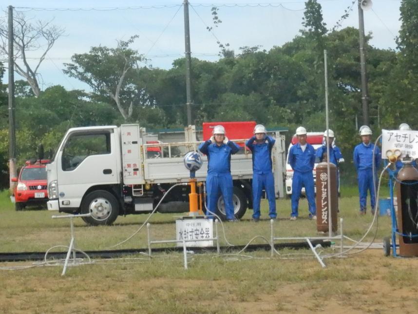 アセチレンガスの安全器効果実演訓練