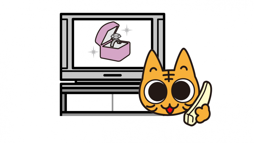 テレビショッピングで、商品等の確認をしている消費者のイメージ