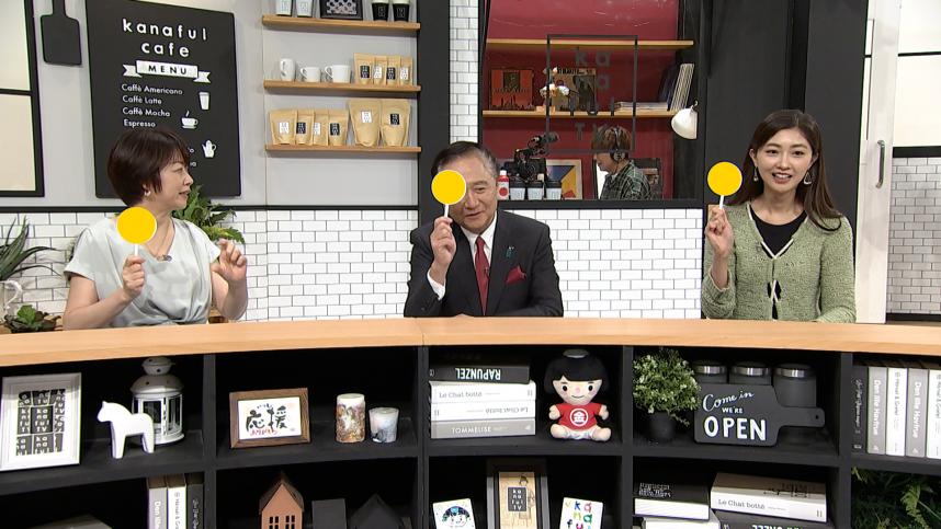 スタジオにて、田崎MC、黒岩知事、熊井リポーター