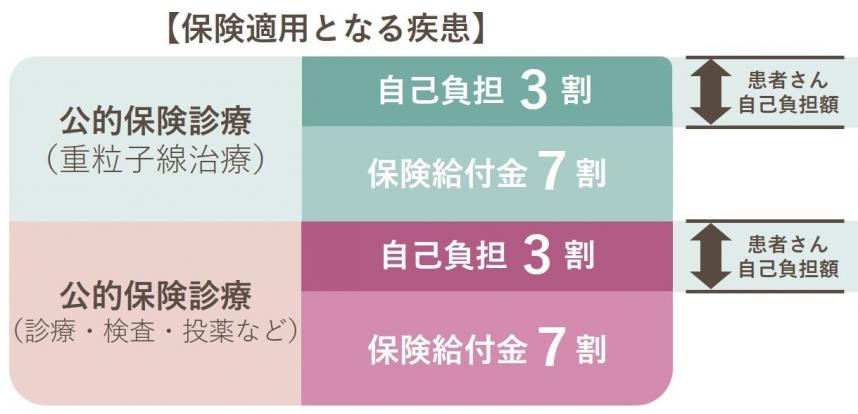 費用負担イメージ図：保険適用となる疾患