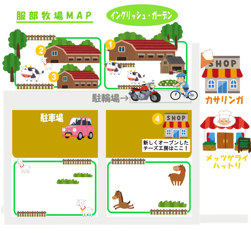 服部牧場の新しいマップ