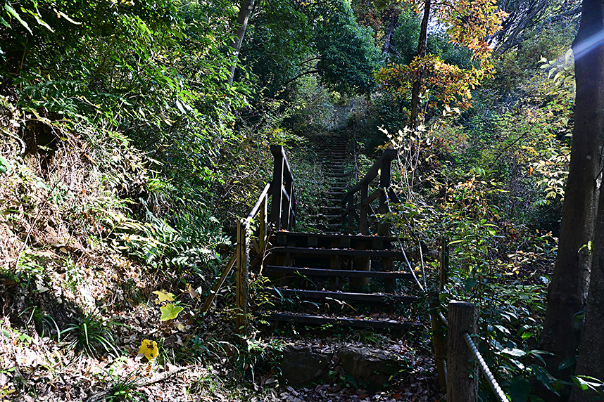 山頂へと向かう階段
