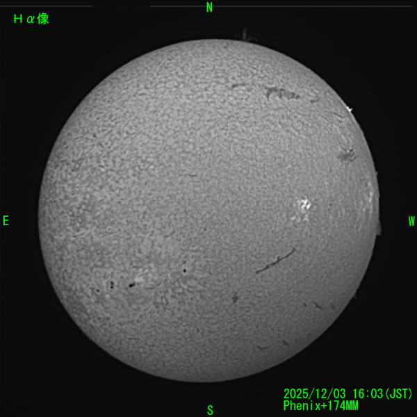 2025年12月3日のHα太陽像