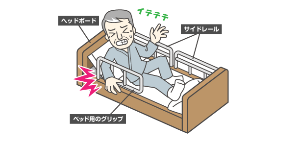 介護ベッドの手すりの隙間に挟まって重大事故に！