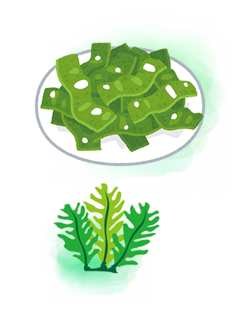 海の幸の食事イラスト
