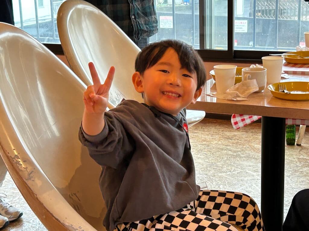 ピザ屋さんのでの様子