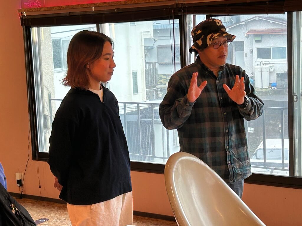 ピザ屋さんのでの様子