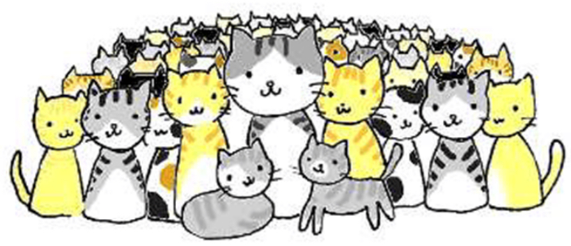 イラスト:猫がたくさんいる様子