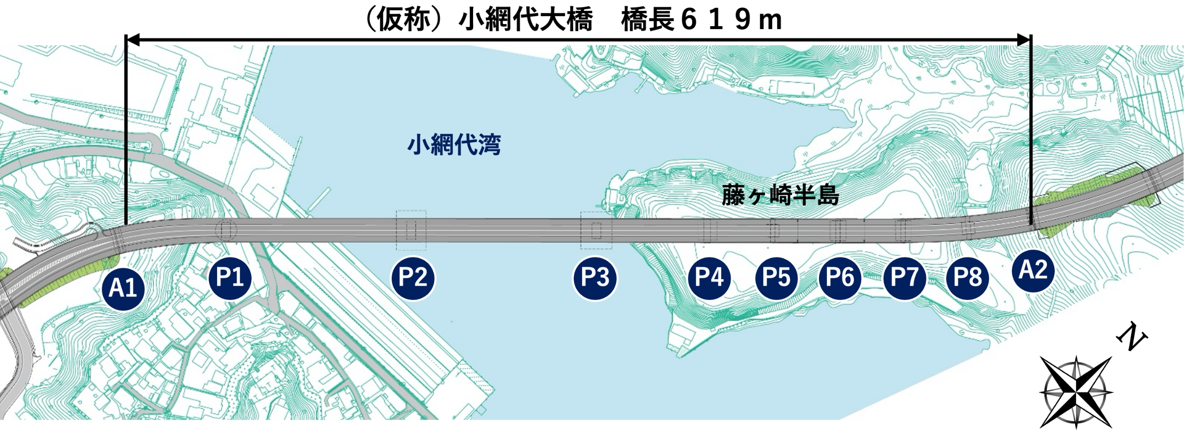 （仮称）小網代大橋完成時の平面図