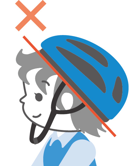 誤ったヘルメット着用イラスト